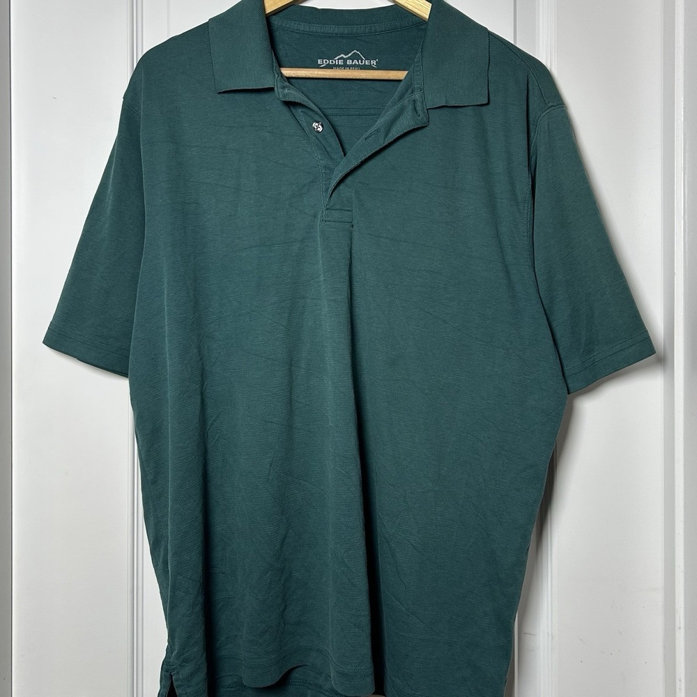Eddie Bauer Forest Green Cocona Performance Pique Polo Shirt Gorpcore‎ Style